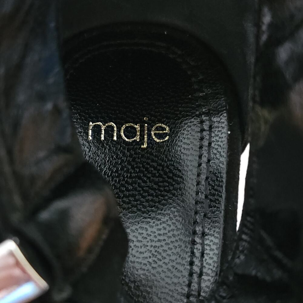 MAJE Falbaria black suede leather western buckle ankle strap heel sandals 39 NEW - Picture 7 of 9